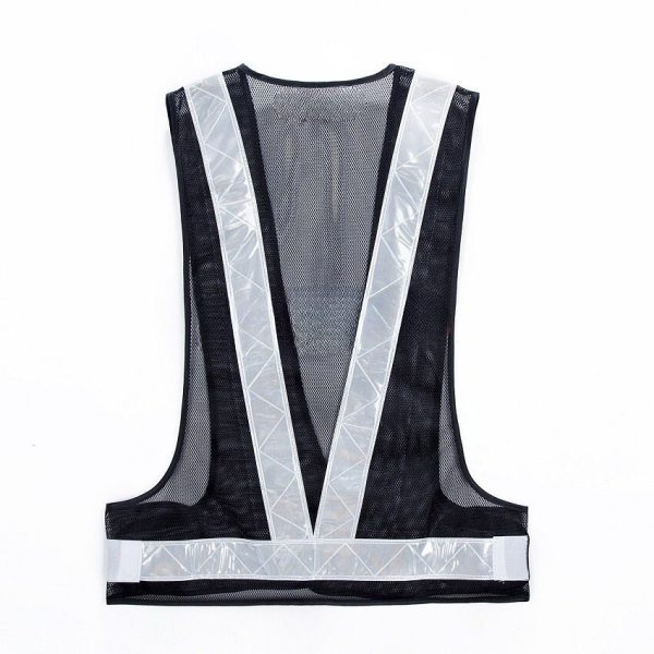 Safety Vest V-netting Black C/w White Reflector - Image 2