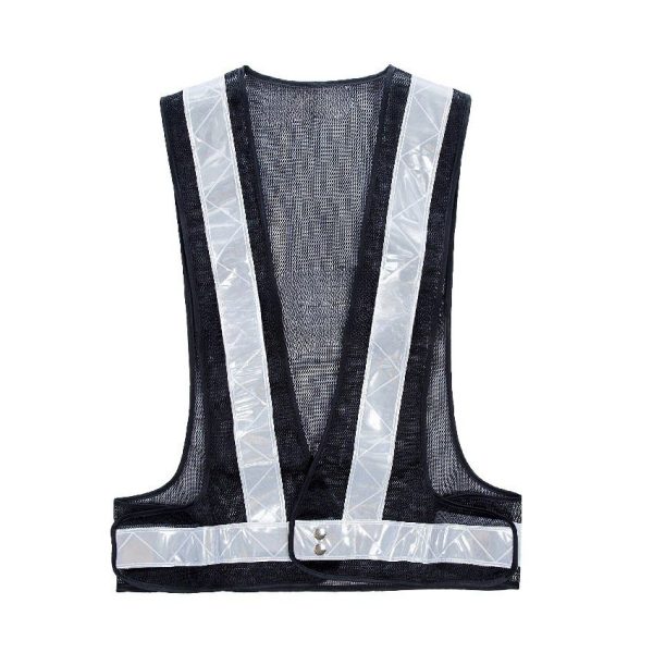 Safety Vest V-netting Black C/w White Reflector