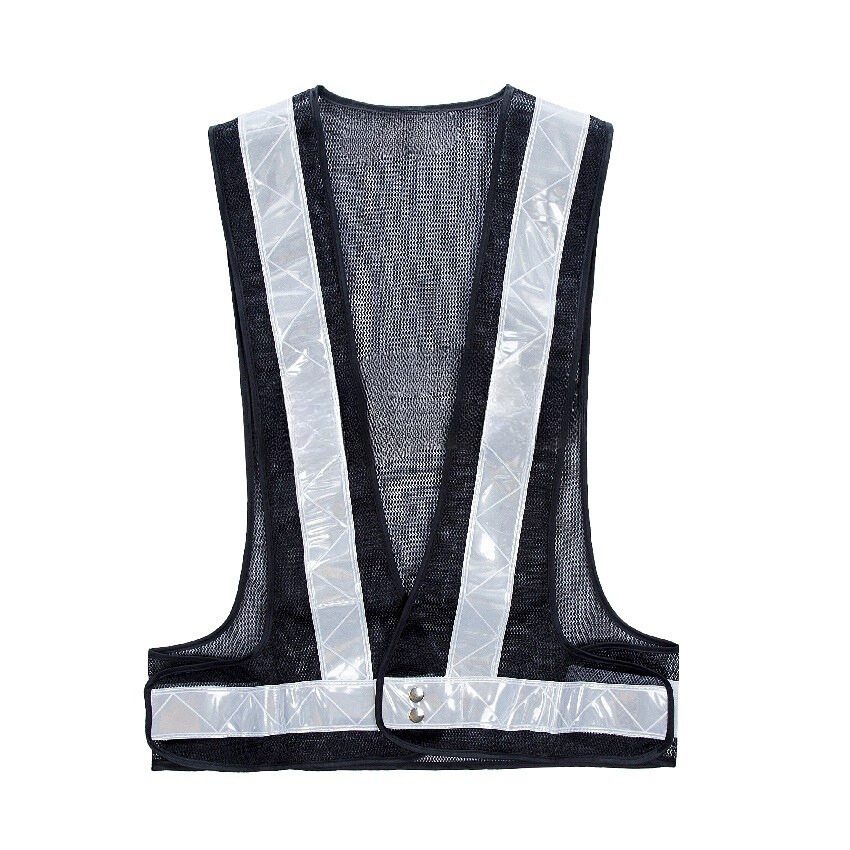 Safety Vest V-netting Black C/w White Reflector