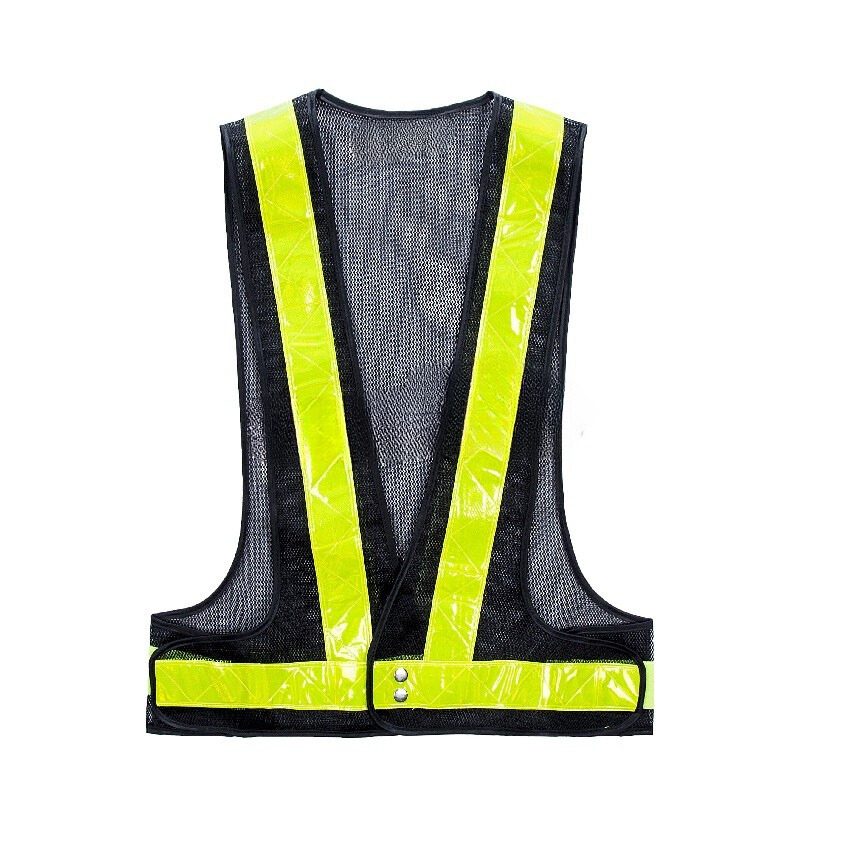 Safety Vest V-netting Black C/w Yellow Reflector
