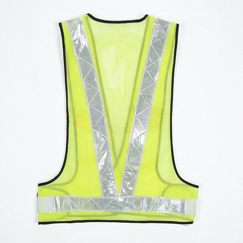 Safety Vest V-netting Lime Green C/w White Reflector - Image 2