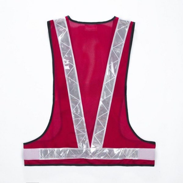 Safety Vest V-netting Red C/w White Reflector - Image 2