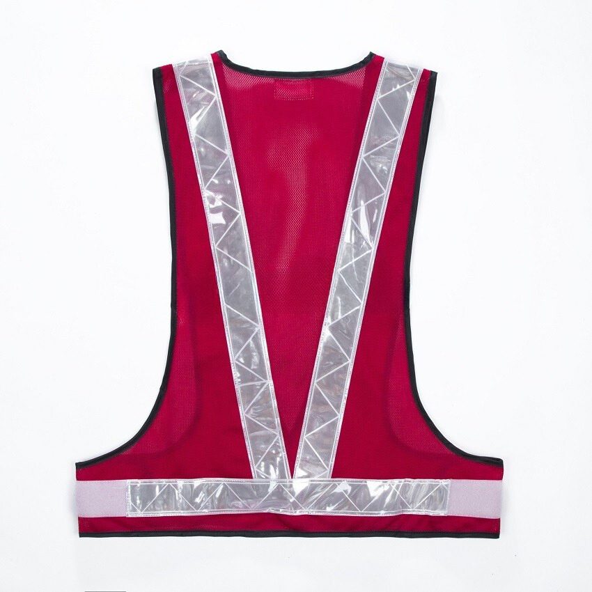 Safety Vest V-netting Red C/w White Reflector - Image 2